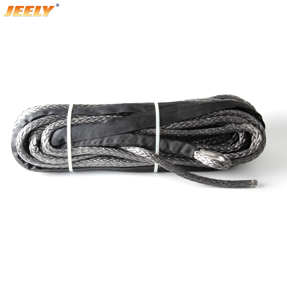 吉利 6mm*30m 12 股越野 uhmwpe 合成牵引绞盘绳带 1.5m 套筒和顶针，适用于 ATV/UTV/SUV/4X4/4WD